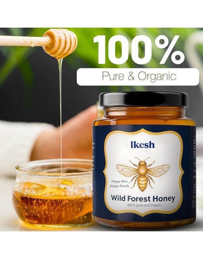 Ikesh 100% Pure Wild Forest Honey Unprocessed Raw Honey 500 gm Sourced from Wild Forests Natural Aromatic and Nutrient-Rich