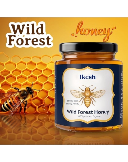 Ikesh 100% Pure Wild Forest Honey Unprocessed Raw Honey 250 gm Sourced from Wild Forests Natural Aromatic and Nutrient-Rich