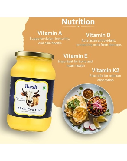 100% Pure &amp; Natural A2 Gir Cow Ghee 500ml Traditionally Made A2 Milk of Grass-Fed Gir Cows | Rich, Aromatic, and Nutrient