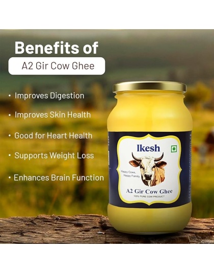 100% Pure &amp; Natural A2 Gir Cow Ghee 500ml Traditionally Made A2 Milk of Grass-Fed Gir Cows | Rich, Aromatic, and Nutrient