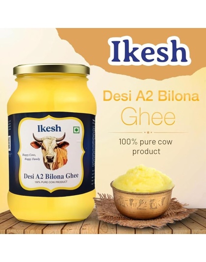 Ikesh Premium Cow Ghee | Traditional Bilona Method | Natural &amp; Healthy | Lab Certified Ghee 1 Ltr